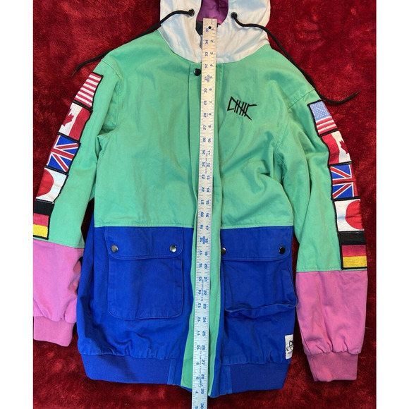Ethik Worldwide Limited Release Small Rainbow Twill Hood Jacket Coat Y2K Patches - Picture 10 of 13